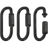 MECCANIXITY Chain Connectors 4mm Thick Black 3Pack | Quick Link Screw Lock Oval Clips for Chandelier Pendant Lights