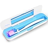RILIZER UV Toothbrush Sanitizer and Holder, Portable Travel Case and Cover, Toothbrush Cleaner Powered by AA Battery or USB-C, Fits Most Brushes