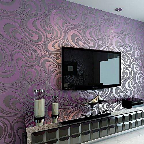 Masall 3D Textured Wallpaper, Modern Minimalist Thick Non-woven Wallcoverings for Bedroom Living room TV Background and Home Decoration 2.29 ft by 27.5 ft (Lilac)