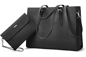 YTL Laptop Bag for Women 15.6 inch Laptop Tote Bag Leather Classy Computer Briefcase for Work Waterproof Handbag 2pcs Set