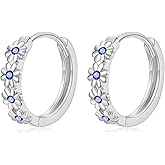 Small Hoop Earrings for Women |925 Sterling Silver Post 10mm Flower Cluster Huggie Hoop Earrings, Hypoallergenic Cartilage Piercing Hoops Jewelry