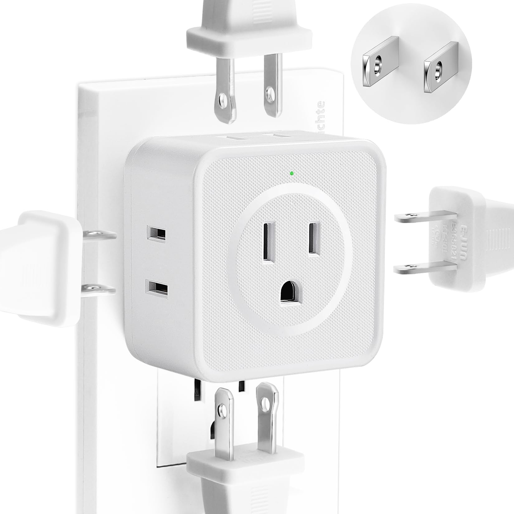 Photo 1 of 2 Prong to 3 Prong Adapter, FiiMan Multi Plug Outlet Extender 5 AC Outlet Splitter Wall Adapter Non-Grounded Outlets Expander for Japan Travel - Type A, 1875W, White (1 Pack)