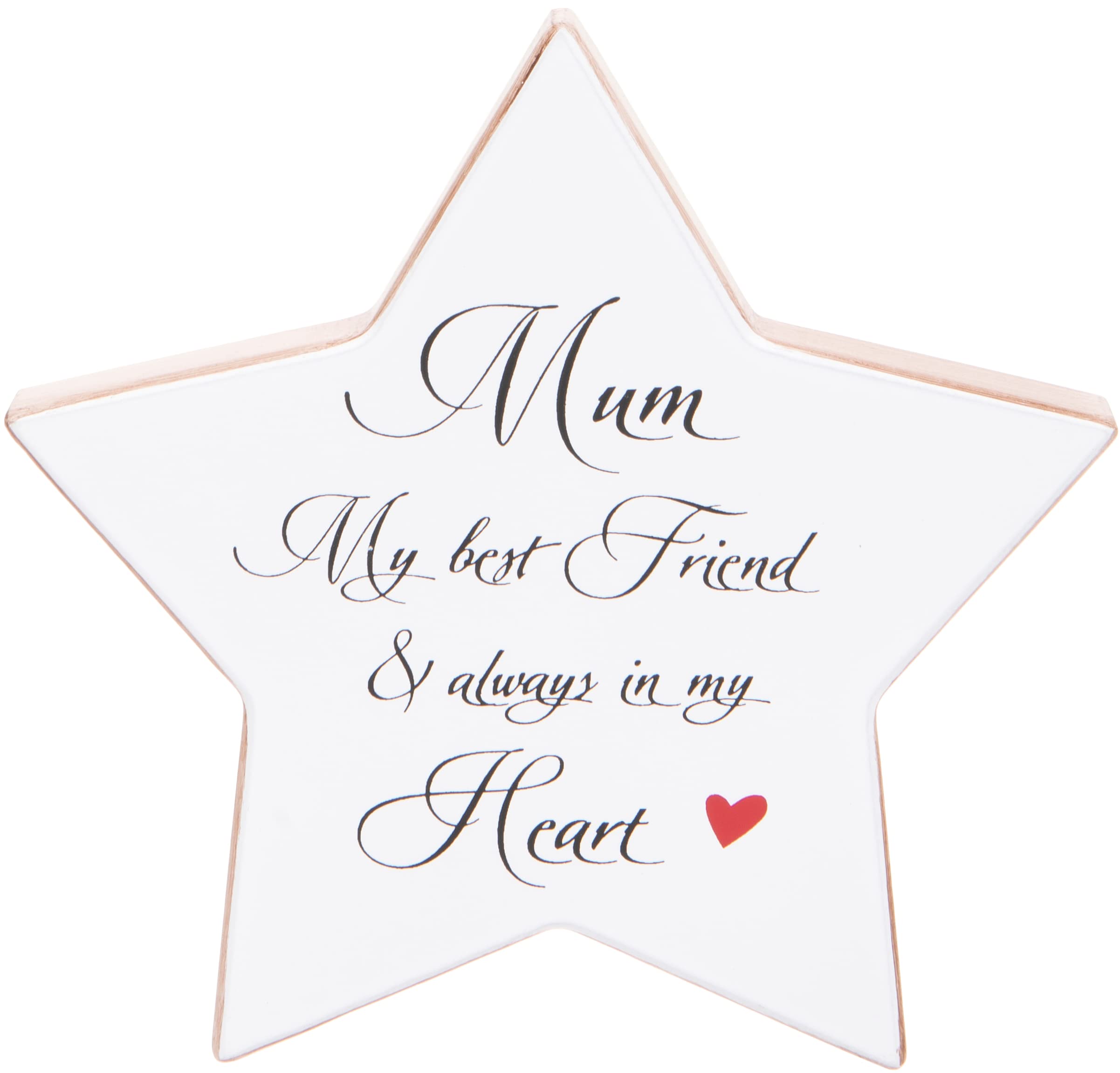 Mum Star Shaped Gift Plaque, 16x16cm, White Wood Home Ornament Sentimental Verse — image 1