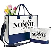 rdejxgvl Best Nonnie Ever Tote Bag Gifts, Canvas Tote Bag for Women, Nonnie Gifts, Beach Bag and Makeup bag, Travel Bag Gifts for Nonnie, Canvas Tote Bag With Zipper, Mothers Day Christmas Gifts A11