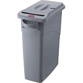 Rubbermaid Commercial Products Slim Jim Document Trash Can, Gray, 16-Gallon | Confidential, Keyed Lock Lid for Secure Disposal, Paper Slot for Documents, for Offices/Schools/Healthcare/Courthouse