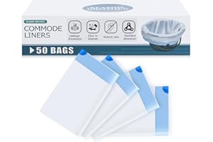 SEASIDE BROTHER Commode Liners, 50 Bedside Commode Liners Disposable, Leak Proof Commode Bags for Portable Toilet, Bedside Toilet Liners Fit Most Standard Bedside Commode, Bed Pan, Camping Toilet, No Absorbent Pad