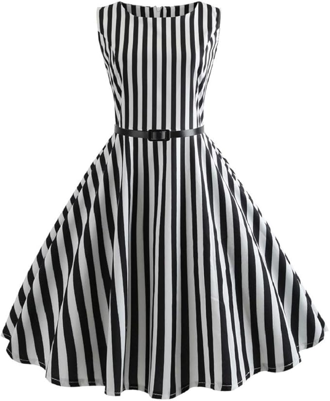 black and white vertical striped dress