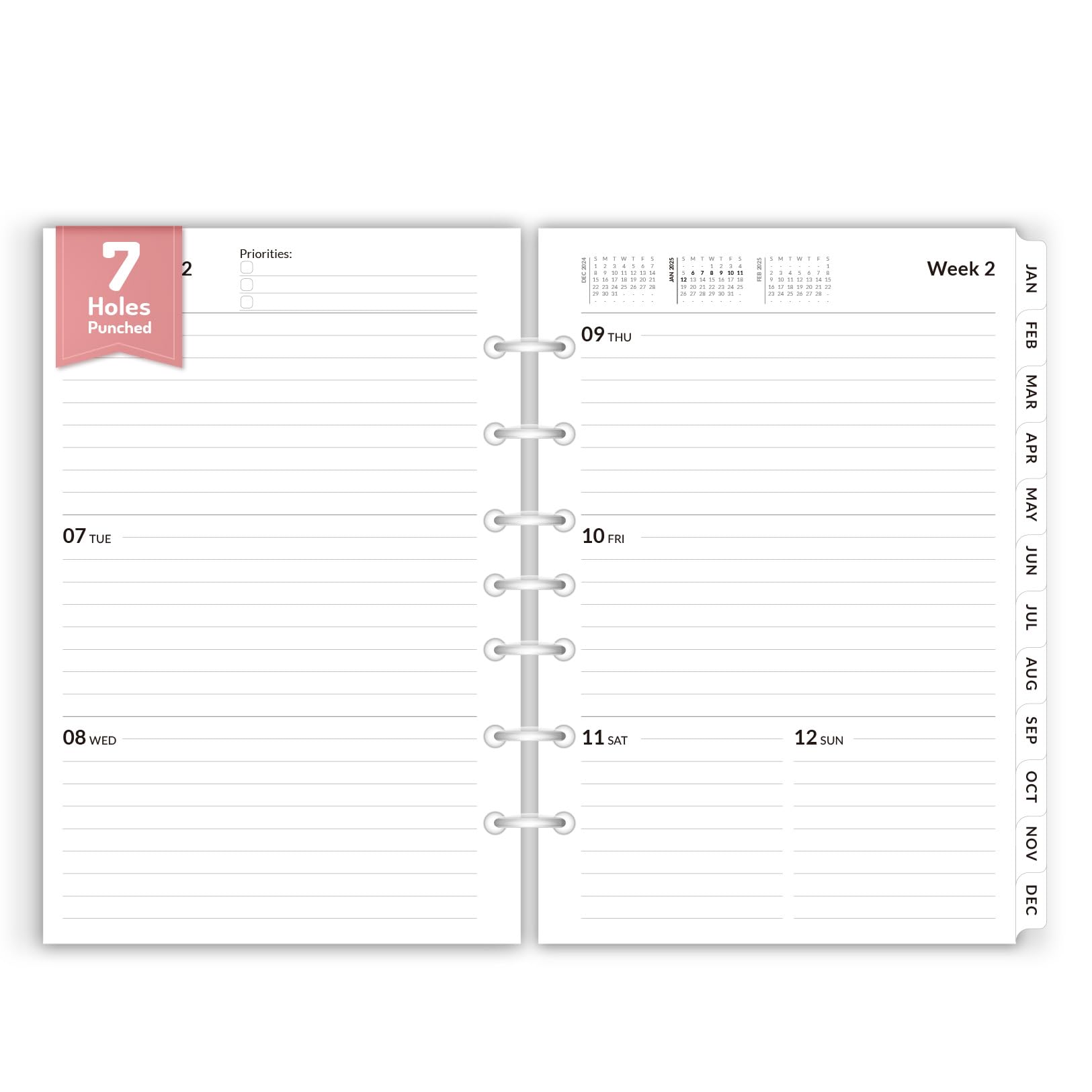 Photo 1 of 2025 Weekly & Monthly Planner Refills, July 2025 - Dec 2025, Forvencer 7-Hole Punched Planner Inserts, Calendar Refill with Tabs, 5.5" x 8.26" for 3-Ring or 7-Ring Mini Binders, Classic/Desk Size 4