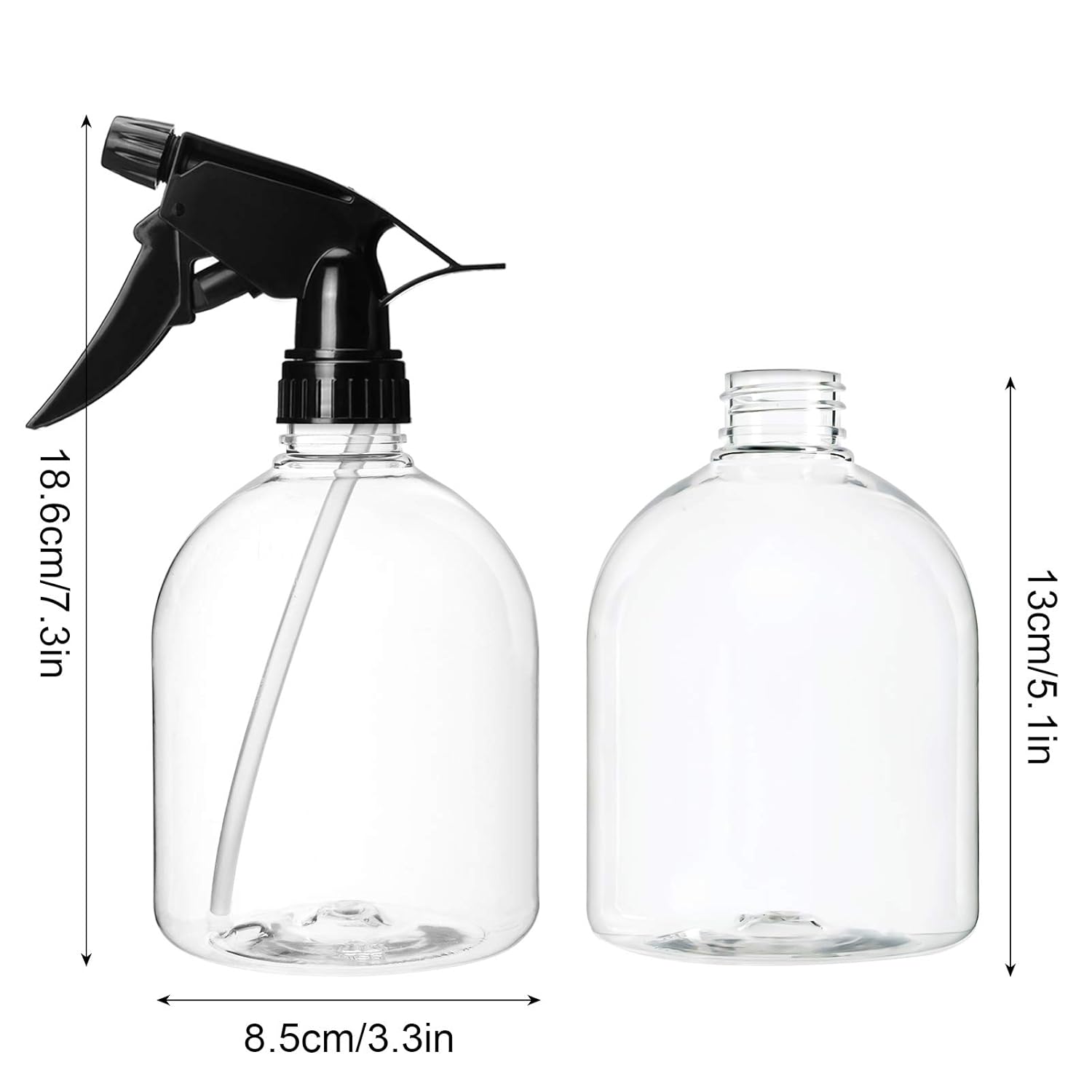 Plastic Spray Bottles 2pcs 16oz Empty Clear Spray Bottle with Black Trigger Sprayers and 1 Replacement Trigger, Adjustable Nozzle, for Cleaning Solutions, Planting, Cooking: Beauty