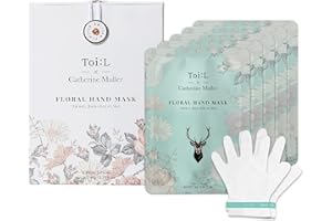 TOI:L x Catherine Muller Floral Hand Mask 5 Pairs, Moisturizing Gloves for Dry Hands with Elder Flower & CICA, Reparing and Nourishing Hand Care Treatment for Cracked, Rough, and Dry Skin