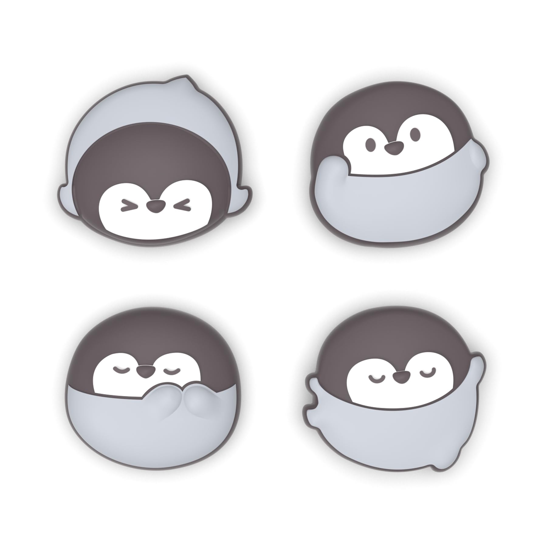 PlayVital Thumb Grips for Nintendo Switch 2 | Kawaii Silicone Joystick Caps (4-Pack) - Cute Accessories Animal Design Thumbstick Covers for Joycon 2 - Cutie Penguin