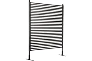 FOLLOOK Outdoor Privacy Screens Freestanding, 47" L x 71" H Overall Poly-Coating Steel Pipes and Slats, Outside Backyard Garden Patio Privacy Screen,Rustproof Brown Metal Decorative Fence Panels