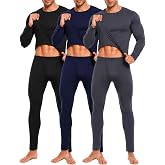 Arssm Men Thermal Underwear Sets Fleece Lined Base Layer Long Johns | Fleece Lined Thermals for Cold Weather, Long Sleeve Top &amp; Pant, Multi Packs, 4-Way Stretch, Lightweight, Warm Winter Set