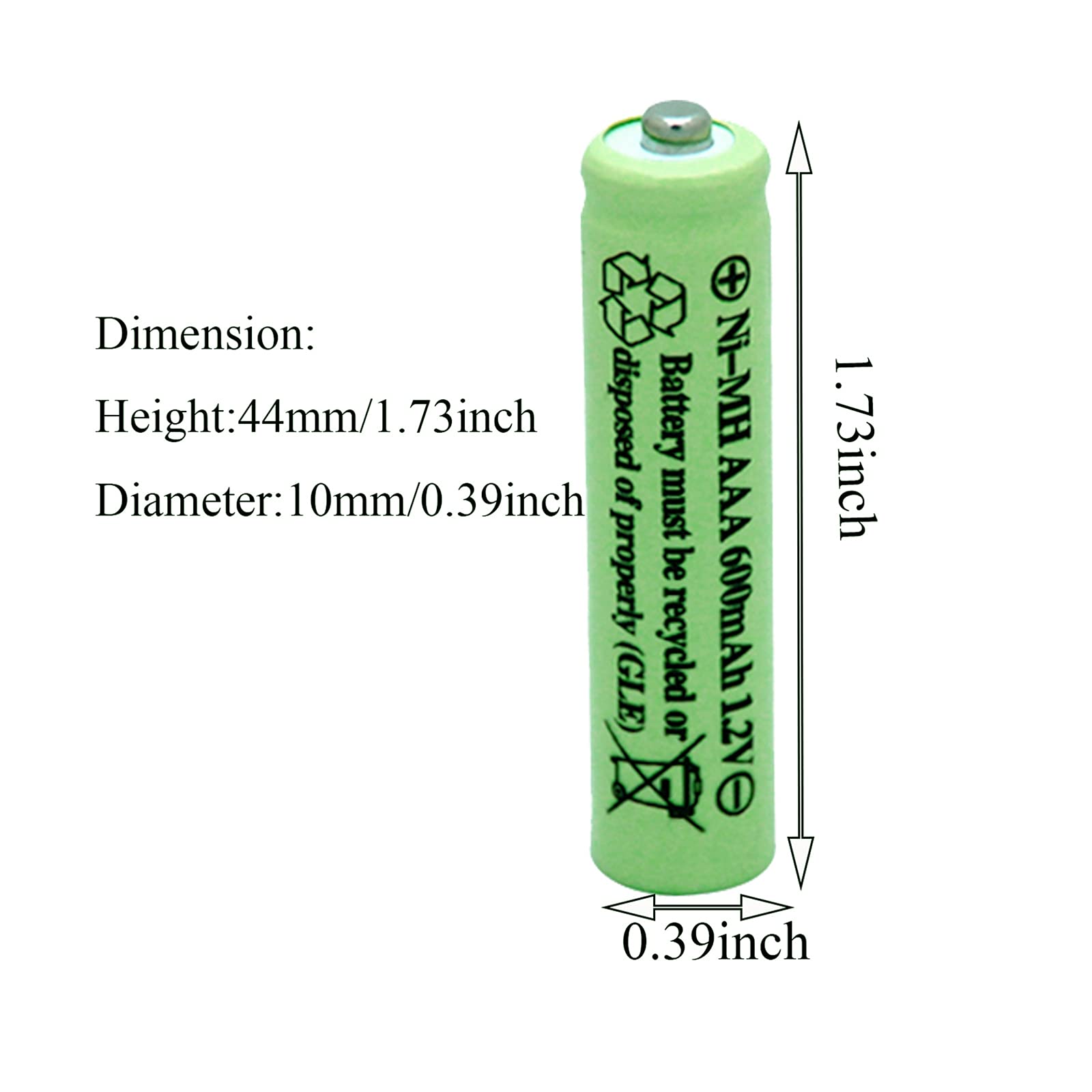 Solar Light Batteries AAA Triple A NIMH 600mAh 1.2V Rechargeable for Garden Lights Remotes Mice(8Pcs)