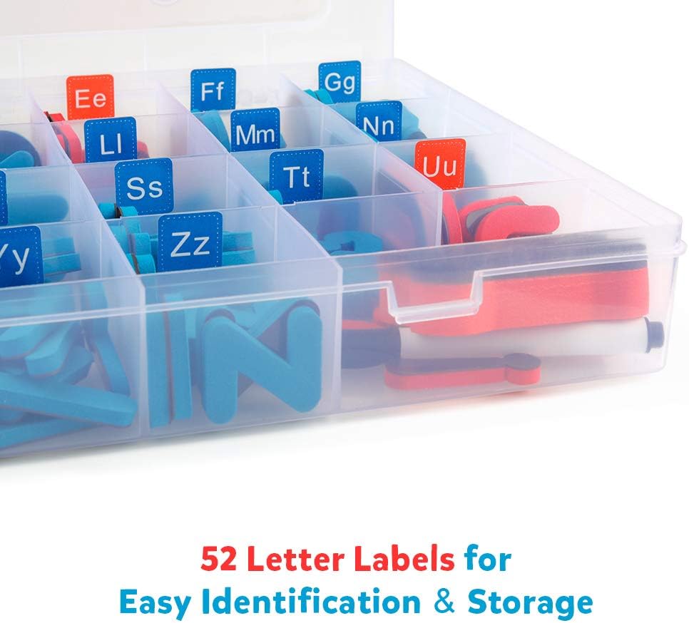 Coogam Magnetic Letters 208 Pcs with Magnetic Board and Storage Box - Uppercase Lowercase Foam Alphabet ABC Magnets for Fridge Refrigerator - Educational Toy Set for Classroom Kids Learning Spelling: Toys & Games
