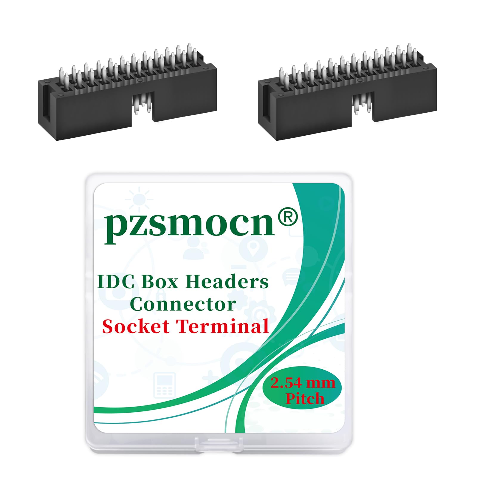 Pzsmocn 20 Pieces IDC 2 * 12 Double Row 2.54 mm Pitch JTAG ISP 24-Pin Straight Pin in-line Box Header Connector Adapter Cable Male Socket Terminal for PCB Electronic Equipment Projects.