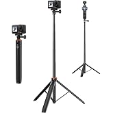 53" Osmo Action Selfie Stick Tripod Kit for DJI Action 5 Pro/4/3, All GoPro | 2-in-1 Extendable Handle Grip w Magnetic Quick-Release Adapter Mount, Accessories for Travel Vlogging Video Shooting