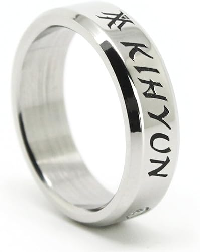 Amazon Co Jp Kpop 韓流 Monsta X デビュー日 Logoメンバーの诞生日 刻印 チタン リング 指輪 ネックレス縄付き Kihyun キヒョン ジュエリー