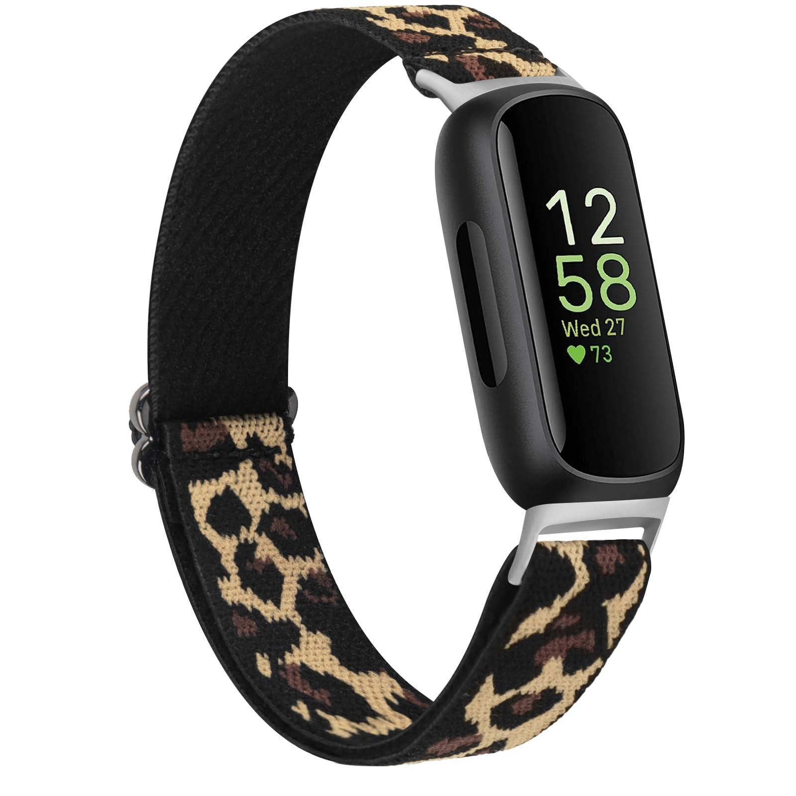 Photo 1 of Vancle Elastic Bands for Fitbit Inspire 3 Bands Women, Breathable Adjustable Replacement Stretchy Nylon Loop Wristband Sport Straps Compatible with Fitbit Inspire 3 Fitness Tracker (Leopard)