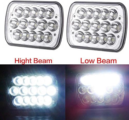 Super Bright pair 7x6 45W Led Headlight conversions 15 Chip sealed beam to H4 harness Clear glass lens