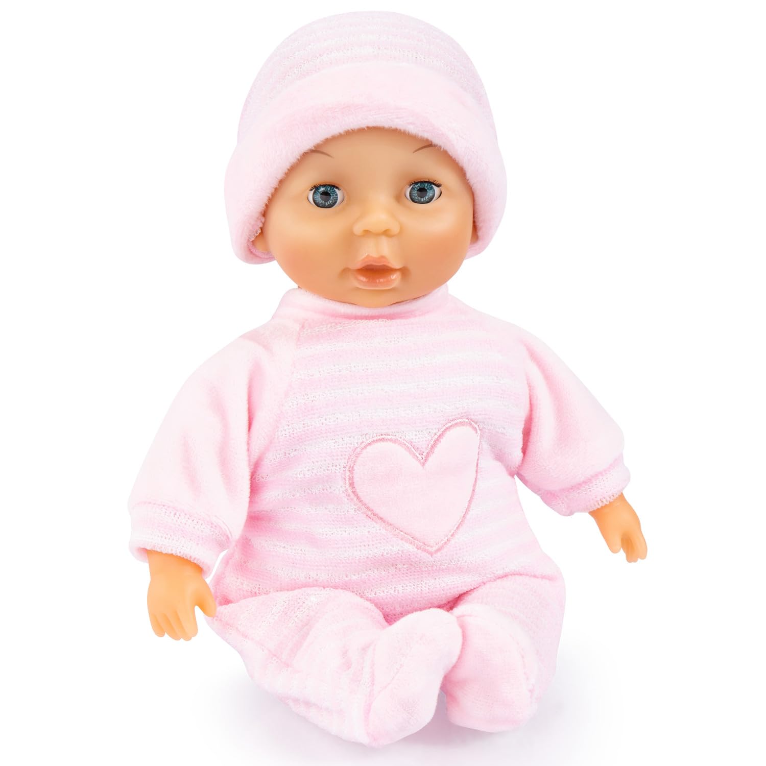 Bayer Design 92802AT My First Baby doll, soft body, with closing eyes, pink, 11 inch, pink with heart