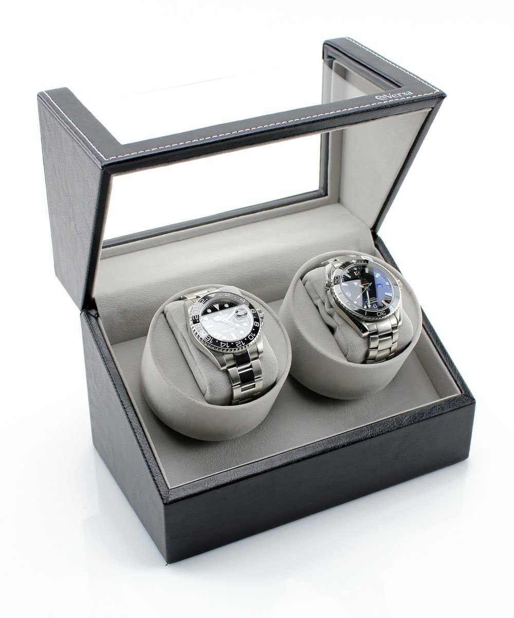 Double Watch Winder by Versa - Elite Automatic Watch Winder - Ultra Quiet Japanese Motor - 12 Settings - Compatible with Rolex's, Omega, Breitling, Cartier, and More