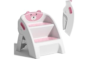 TAVLSHERO Folding Kids Step Stool for Bathroom and Potty Training,Anti-Slip, Anti-Tip A-Frame Design with 10-Second Setup-Potty 2 Step Stool for Toddlers