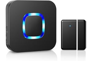 Door Chime – BISTEE Wireless Doorbell Chime – Door Sensor Alarm Chime for Business When Entering with 600 FT Range 58 Chimes 5 Volume Levels LED Indicator (1 Plug-in Receiver & 1 Door Sensor)