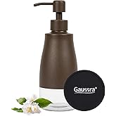 Gaussra Bronze Soap Dispenser with Coaster and Stickers, Stainless Steel and Glass Bottle Hand Pump Dispenser, Refillable Liquid Hand Soap Dispenser for Bathroom & Kitchen (11OZ / 320ML)