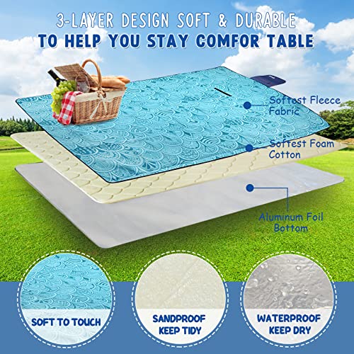 ZOMAKE Picnic Blankets Waterproof Foldable,79"x79" Concert Blanket,Beach Blanket,Yard Blanket