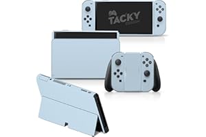 Tacky Design Solid Skin Compatible with Nintendo Switch OLED Skin Wrap Cover, Classic Cover for Switch OLED Stickers, Premium 3M Vinyl (Sky Blue, Nintendo Switch OLED)