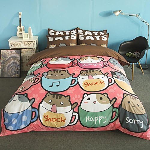cute pet Bedding cartoon Duvet Set Double Duvet Set including (Bed linen Quilt cover Bed sign Pillow Cases), B, 220x240cm