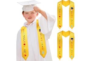 Jetec 2 Pcs 2024 Preschool Graduation Stole Kindergarten Stole Sash Preschool Graduation Gifts for Kids(Gold, Kindergarten)