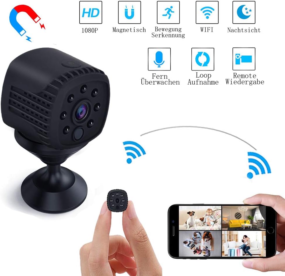 Mini Kamera WiFi, Lachesis WLAN Überwachungskamera Cam Full HD 1080P ...