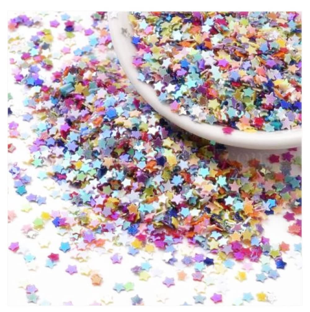 Angel Malone 10g (2.5mm) Mini Star Sequins Confetti, Nail Art, Card Making, Scrapbooking, Table Confetti, Wedding Favours - UK Seller (Mini Rainbow Mix)
