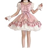 Packitcute Summer Ruffles Hem Cute Lolita Kawaii Dress for Teens Sweet Lace Bow High Waist A Line Cocktail Party Dresses