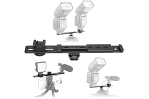 ChromLives 8'' Cold Shoe Extension Bar, Flash Straight Bracket, Camera Dual Mount Flash Bracket Compatible with Nikon Canon Sony Olympus DSLR Camera Camcorder DV