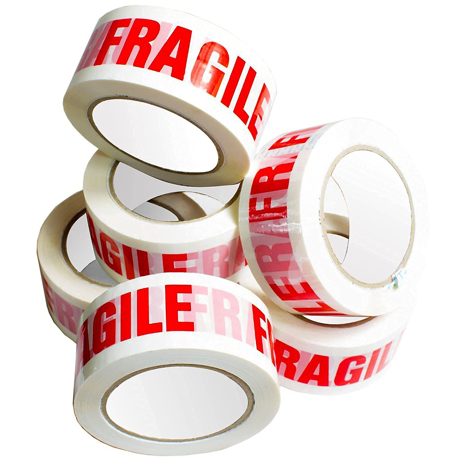 Capra Falconeri 6x (48mm x 92M) Fragile Parcel Packing Tape - Heavy Duty Strong Packaging Rolls for Boxes, Moving House, Secure Sealing & All-Purpose Use