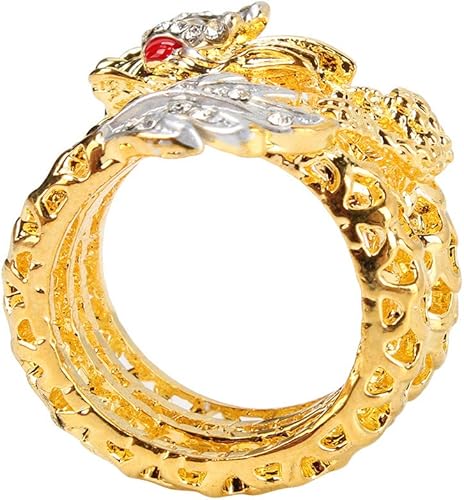 Amazon Luxwell 龍 ゴールドカラー ドラゴン 竜 リング 幸運 風水 指輪 シンプル 指輪 お洒落アイテム メンズ レディース 男性 女性 男女兼用 ユニセックス プレゼント ギフト ゴールデン10 リング 通販