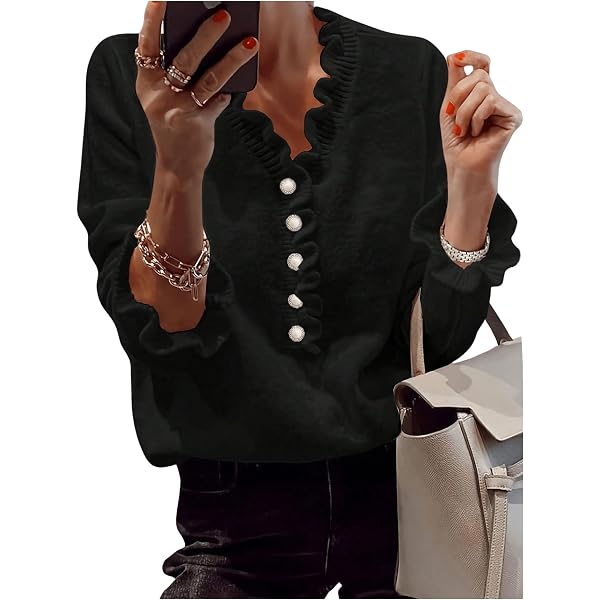 Amazon.com: Classic Retro Pearl Button Women's Flowing Long Sleeve