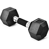 Yes4All Hex Dumbbells, Rubber Coated, Chrome Grip Hand Weights | Hex-Shaped with Ergonomic Chrome Handles Prevent Rolling and Provide a Secure Grip, Suitable for Home Gyms