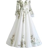 SZJMS A Line Wedding Dresses for Bride 2026 Long Sleeves Floral Wedding Ball Gowns Off Shoulder Flowy Tulle Bridal Dress