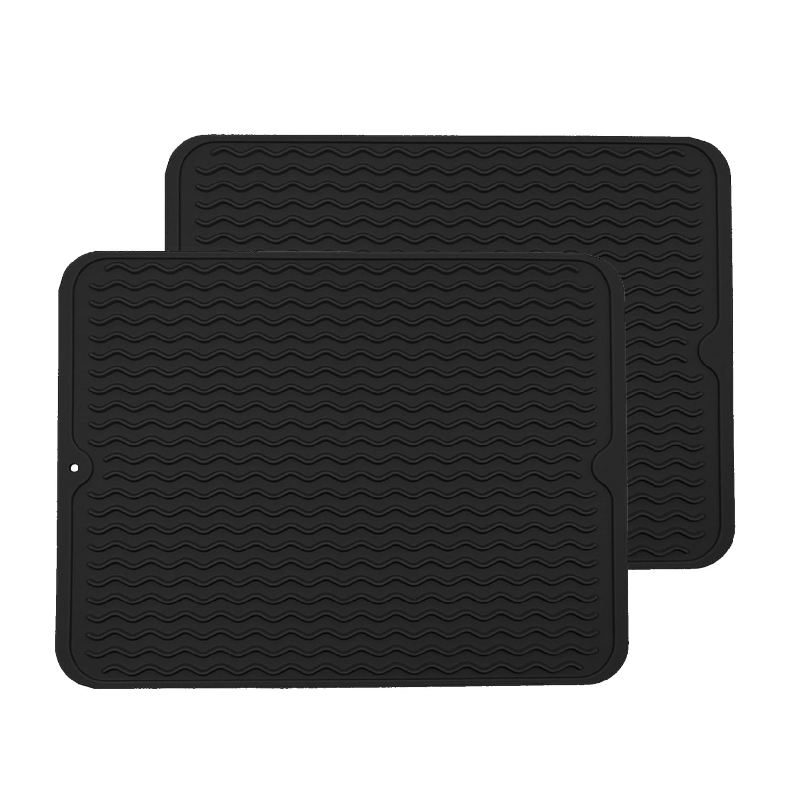 LogHog Large Wavy Silicone Hot Pads Trivet Mats Set of 2, Rubber Pot Holders Dish Drying Table Place Mat, Tableware Draining Non Slip and Heat Insulation Pads 15.7”x 11.8” — image 1