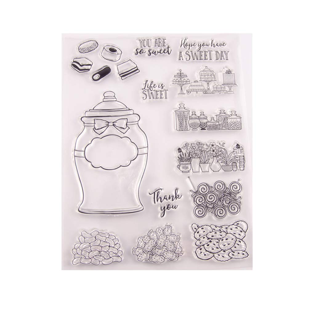 Healifty Clear Silicone Stamps Cake Pattern Seal Blocks Clear Rubber Stamp for DIY Craft Scrapbooking Photo Album Card Making Decoration