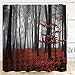 Bathroom Shower Curtain Mystic Forest Bathroom Curtain with 12 Hooks, Trees Red Leaves Shower Curtains Durable Waterproof Fabric Bath Curtain