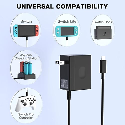Switch AC Adapter Power Adapter Fast Charging Portable Charger 15V