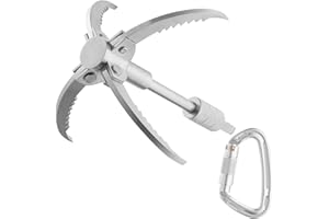 CYFIE 3-Claw 4-Claw Sawtooth Grappling Hook, with 10m/33ft 8mm Auxiliary Rope Stainless Steel Claw Carabiner for Outdoor Activity Magnet Fishing Tool