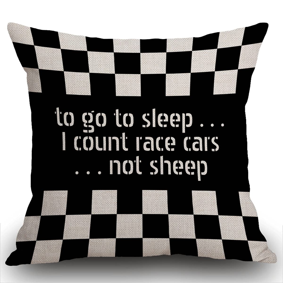 Smooffly Throw Pillow Cover Car Cool Black White Formula Checkered Pattern Motorsport Decorative Cushion Cover Pillow Case Home Decor Square 18 x 18 inch Pillowcase