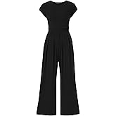 PRETTYGARDEN Summer Jumpsuits for Women Dressy 2026 Ribbed Cap Sleeve Wide Leg Pants Rompers Elegant Casual One Piece Outfits