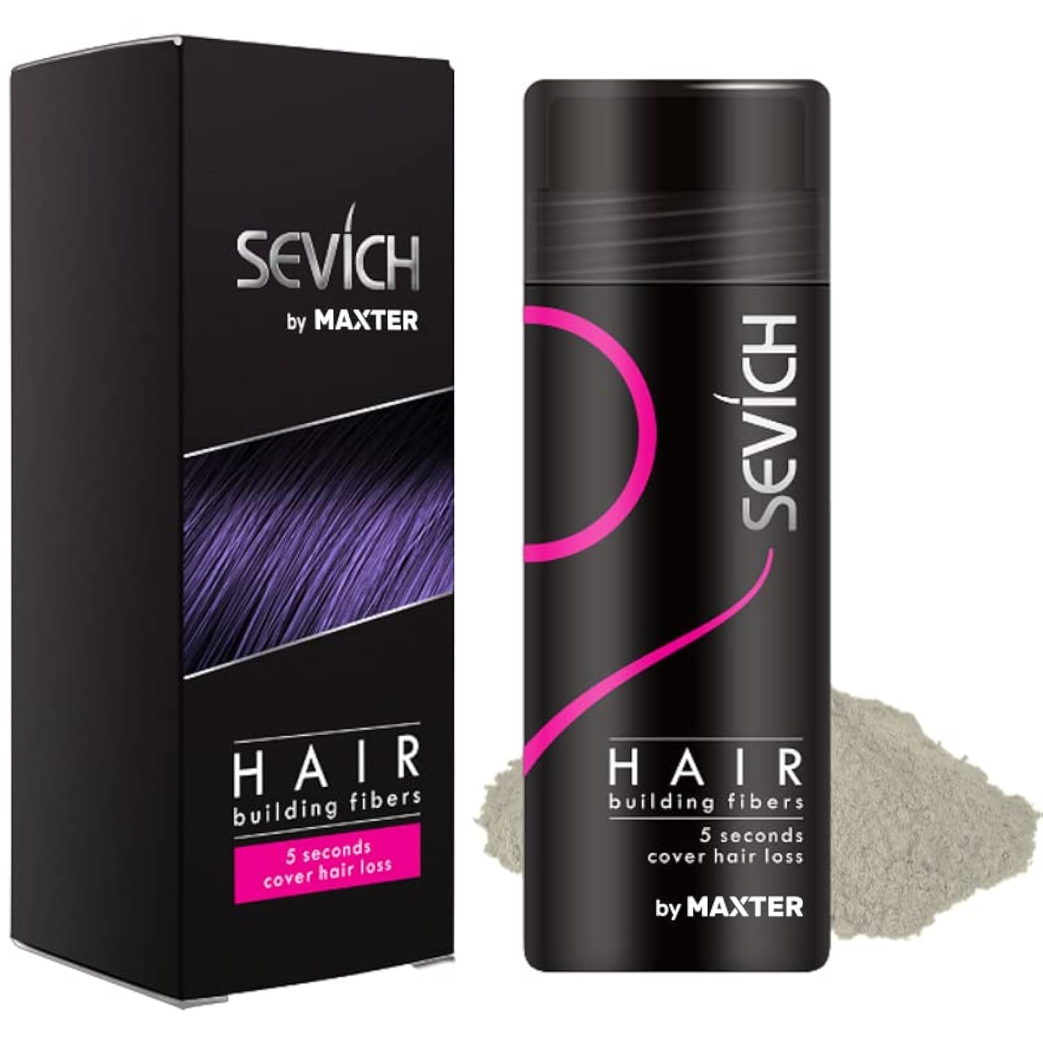 Hair Fibres Grey for Men & Women - Natural Hair Powder for Building, Thickening and Hair Loss Coverage in 30 Seconds